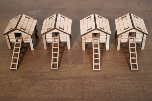 1:48 (O scale) 4-Pack Farm Chicken Coop